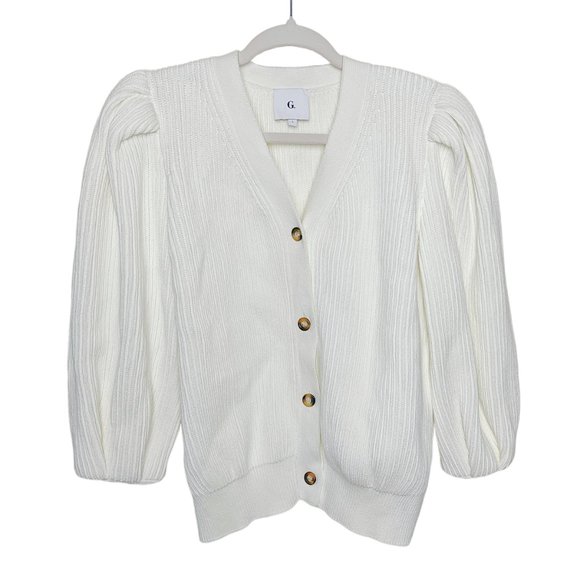 G. Label by Goop | Hill Ribbed Puff Sleeve Cardigan NWOT - Picture 3 of 7